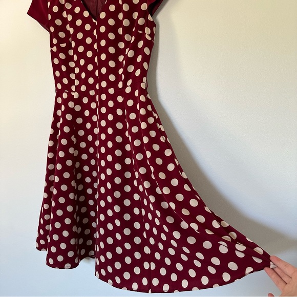 modcloth myrtlewood of california cream maroon polka dot dress vintage retro xs - Picture 7 of 7